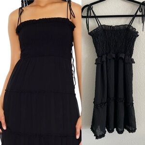 Johnny Becca Women Dress Medium Black Ruffle Tired Whimsigoth Party Cocktail